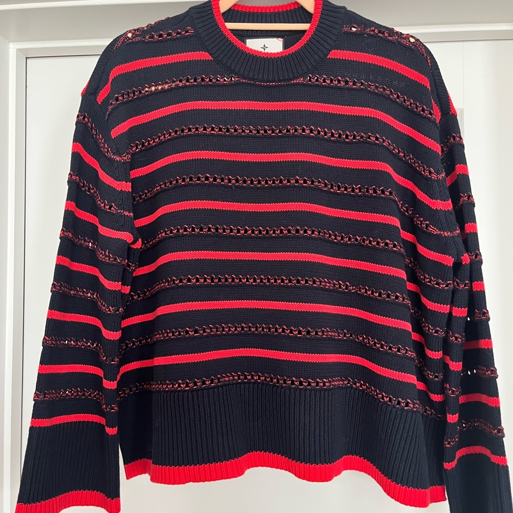 Striped Tuckernuck Navy and Red Women's Sweater